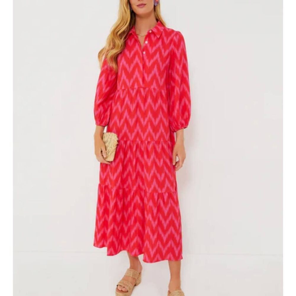 Tuckernuck Pomander Place Hot Pink Ikat Mabel Maxi Dress Sz Xxs